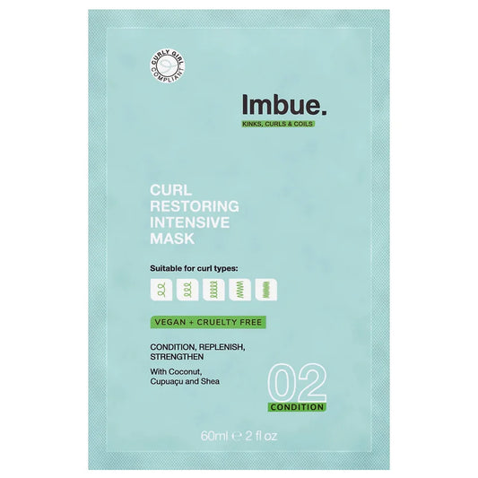 Imbue Curl Restoring Intensive Mask Sachet 60ml pink hair treatment sachet packet
