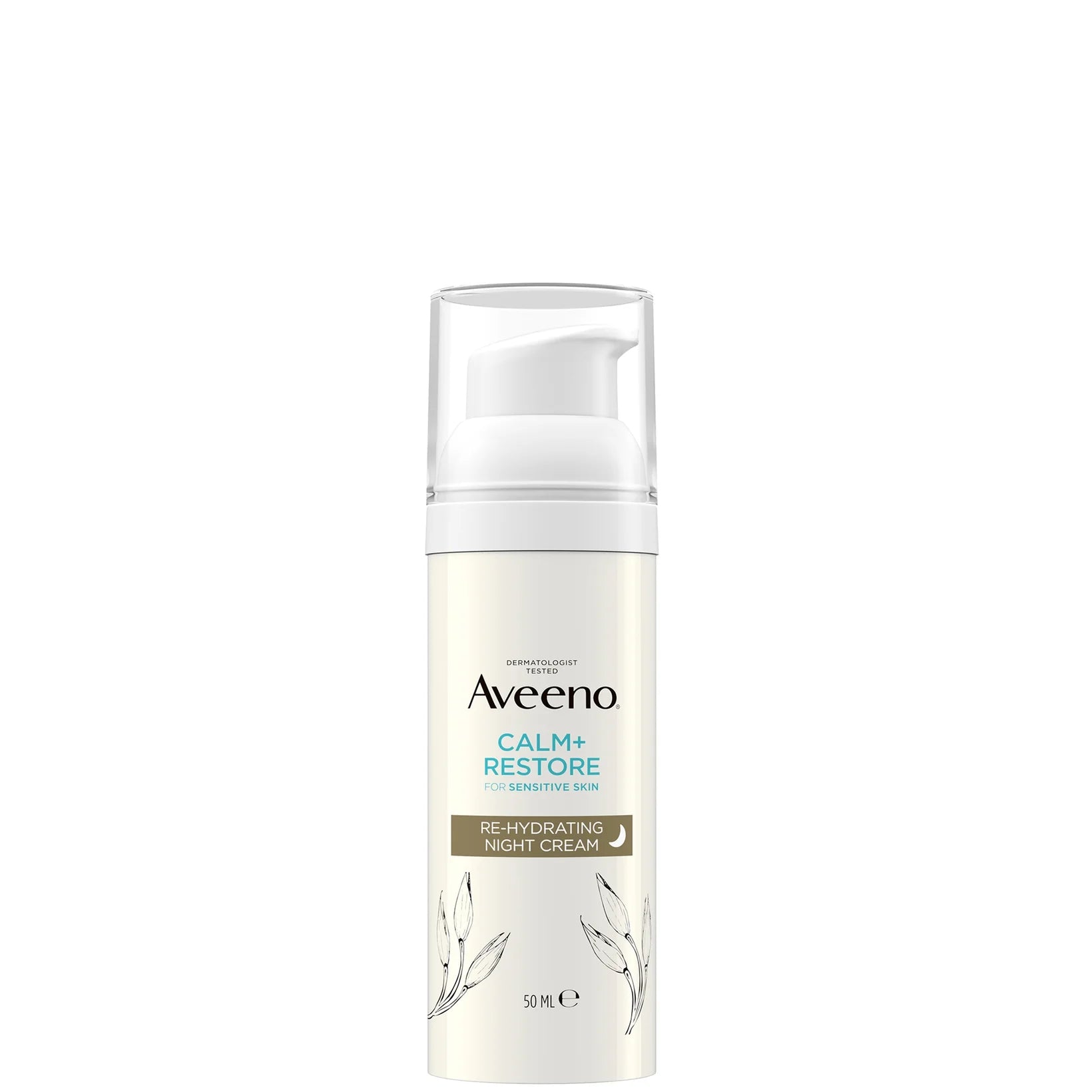 Aveeno Calm + Restore Rehydrating Night Cream 50ml in white jar packaging