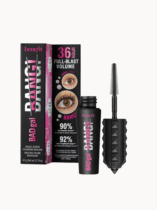 benefit Badgal Bang Volumising Mascara Mini Pitch Black 4g mini black tube with a purple cap