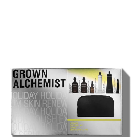 Grown Alchemist Ultimate Discovery Kit skincare set with multiple mini tubes and bottles in branded box