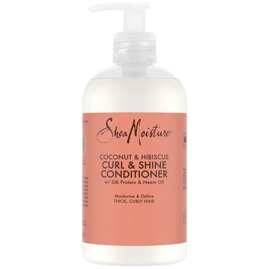 Shea Moisture Coconut & Hibiscus Curl & Shine Conditioner 384ml bottle with Shea Moisture illustrated label