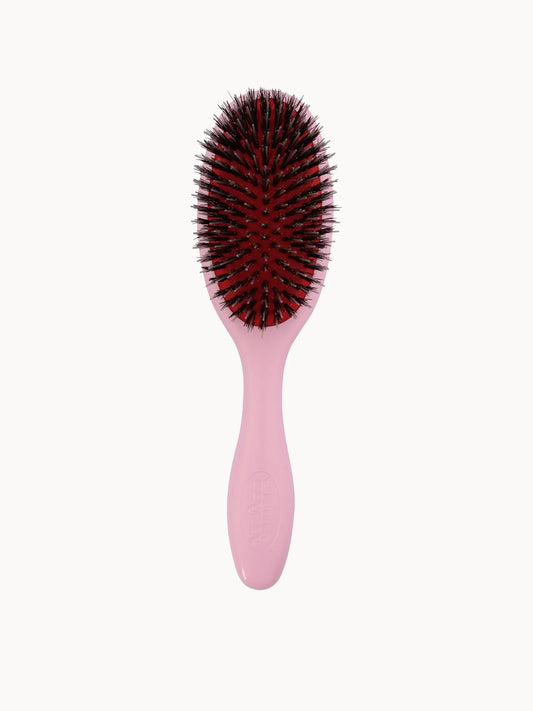 Denman D81S The Mini Style & Shine Smoother - Pink Crush, small pink paddle brush with fine bristles and Denman logo