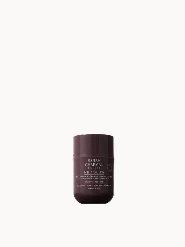 Sarah Chapman R&R Glow Recovery Cream 30ml, dark purple airless pump jar