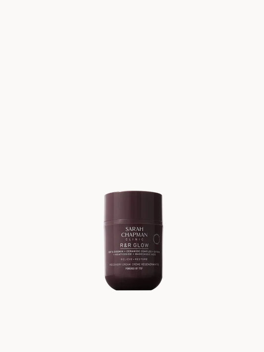 Sarah Chapman R&R Glow Recovery Cream 30ml, dark purple airless pump jar