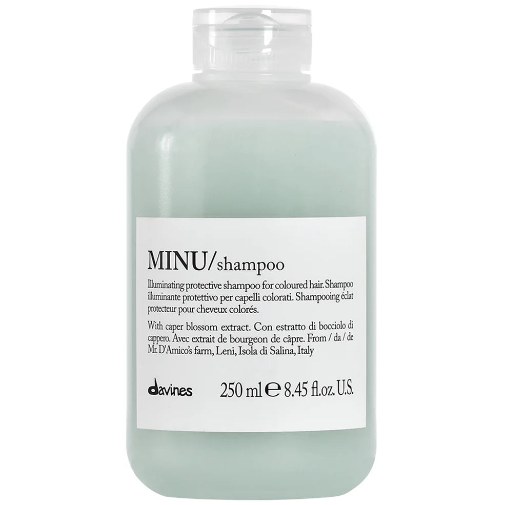 Davines MINU Illuminating Shampoo 250ml, hydrating cleanser that leaves hair soft and refreshed.