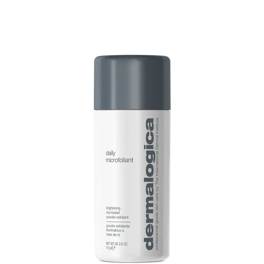 Dermalogica Daily Microfoliant 74g white cylindrical bottle with grey cap and simple text design