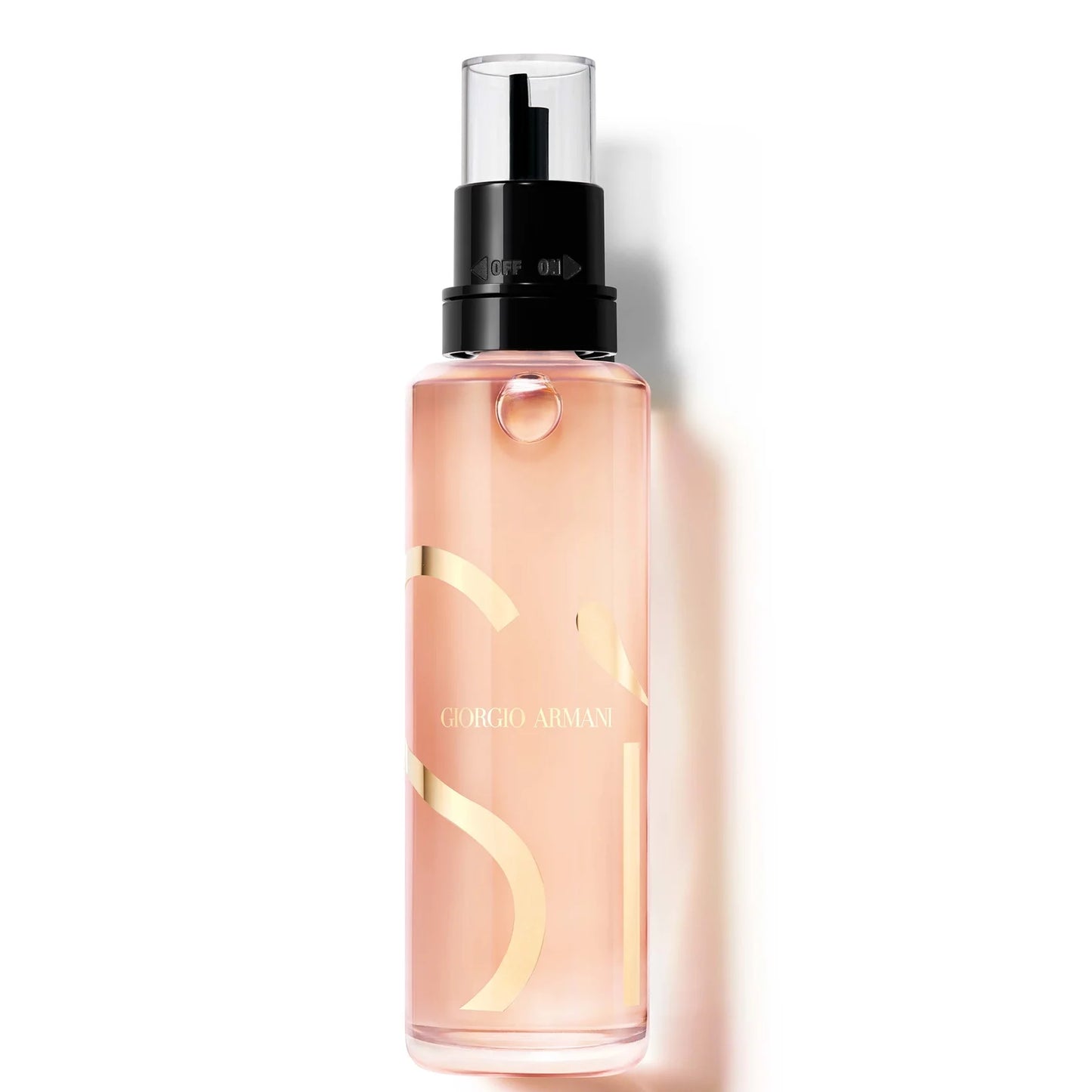 Armani Si Eau de Parfum Refill 100ml — cassis, rose and vanilla concentrate; clear cylindrical refill vial, no atomiser.