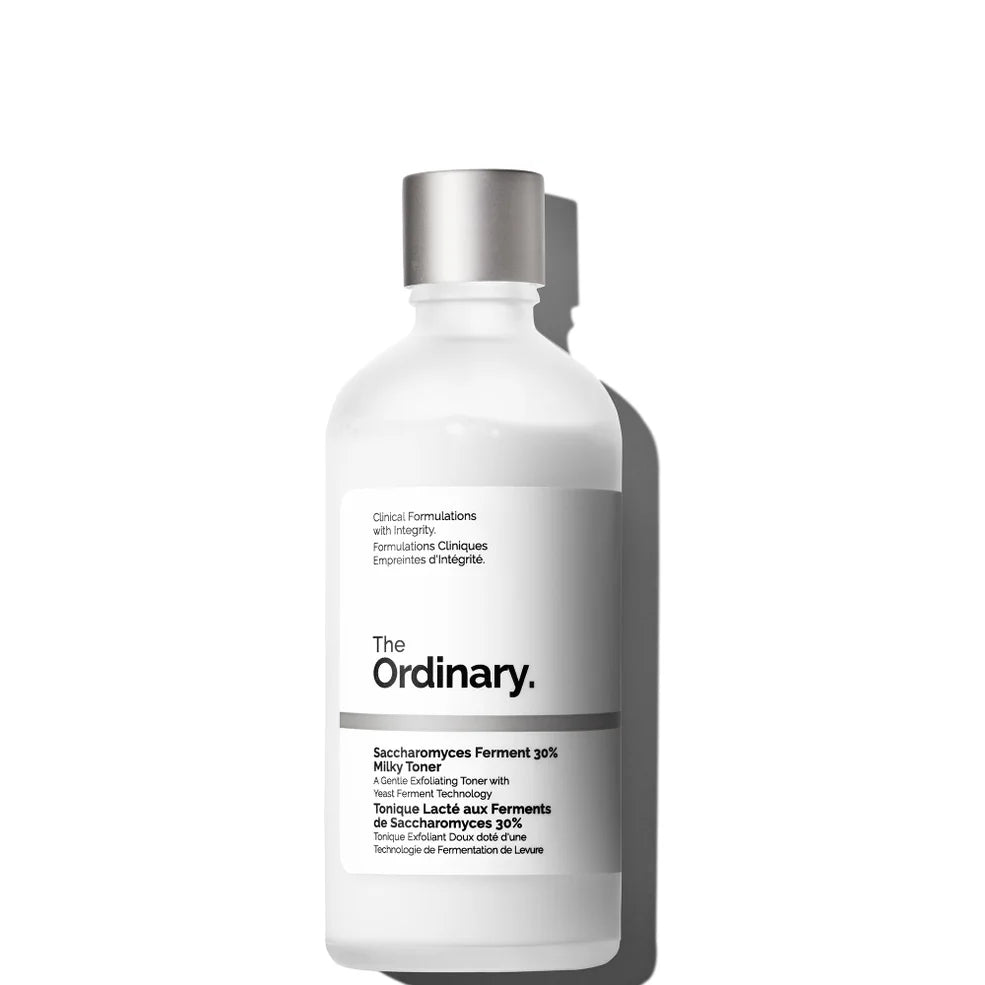The Ordinary Saccharomyces Ferment 30% Milky Toner 100ml, clear bottle with black dropper cap