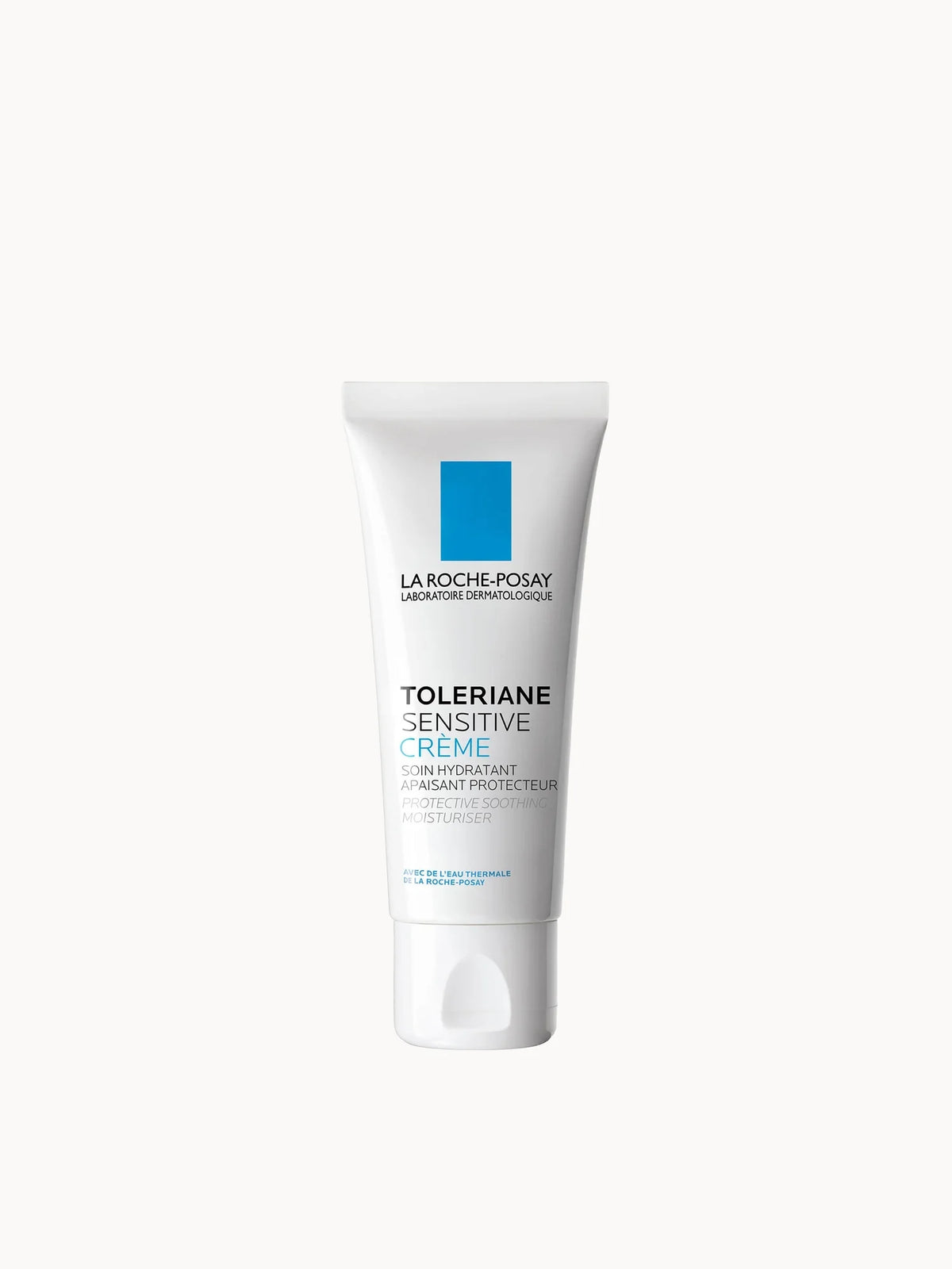 La Roche-Posay Toleriane Sensitive Moisturiser 40ml, white pump tube with blue text
