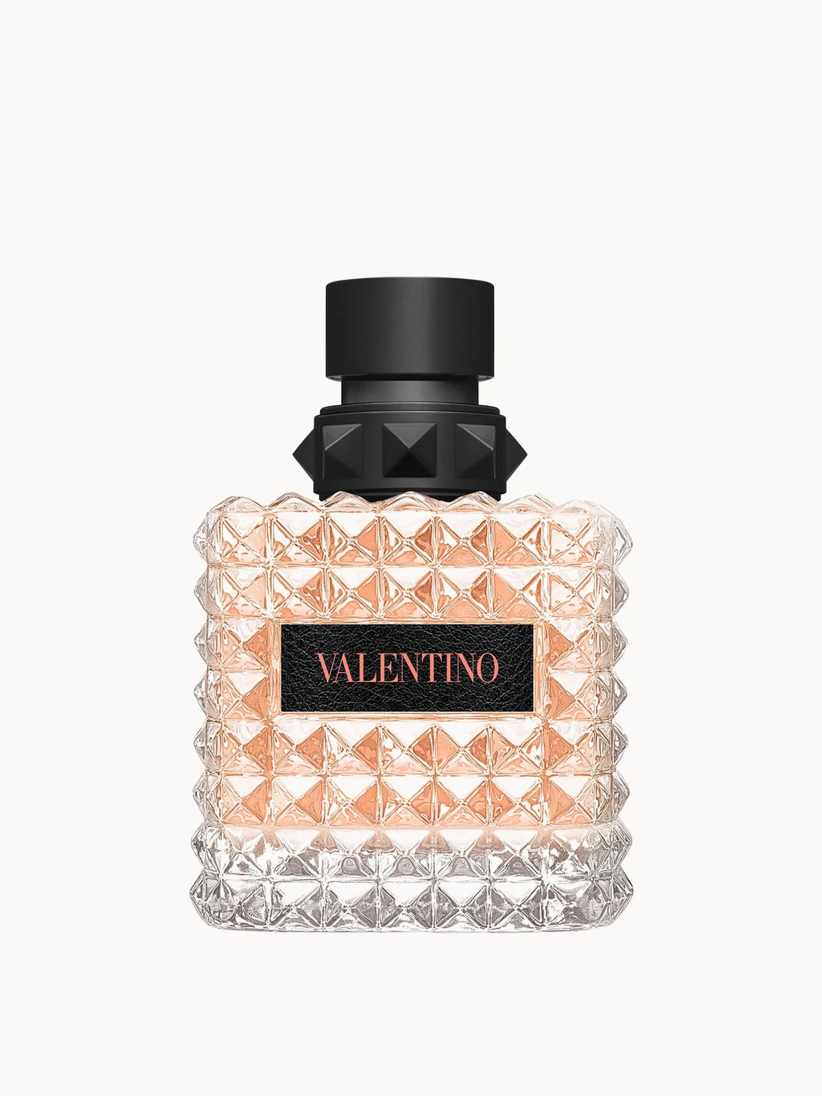 Valentino Born in Roma Coral Donna Eau de Parfum for Her 100ml, slim coral bottle with Rockstud detail and rubber sleeve