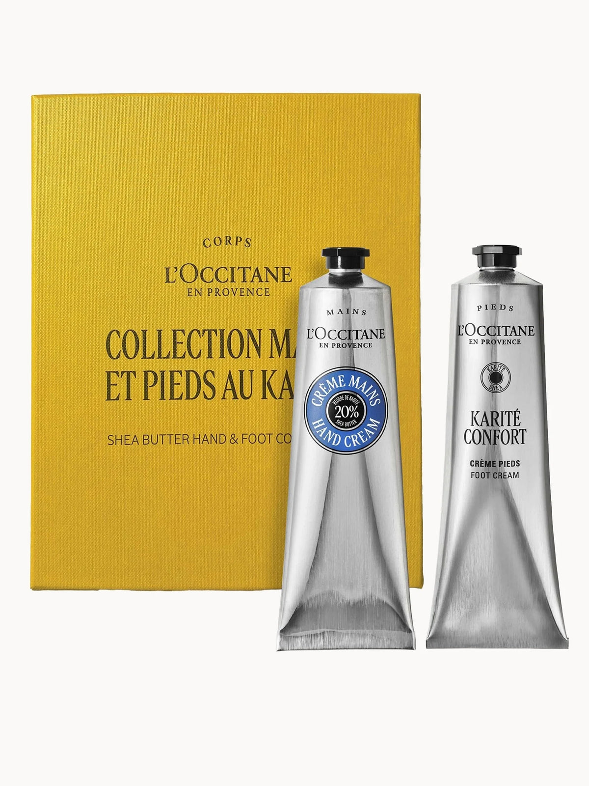 L'Occitane Shea Hand & Foot Collection, two green tubes in a boxed set