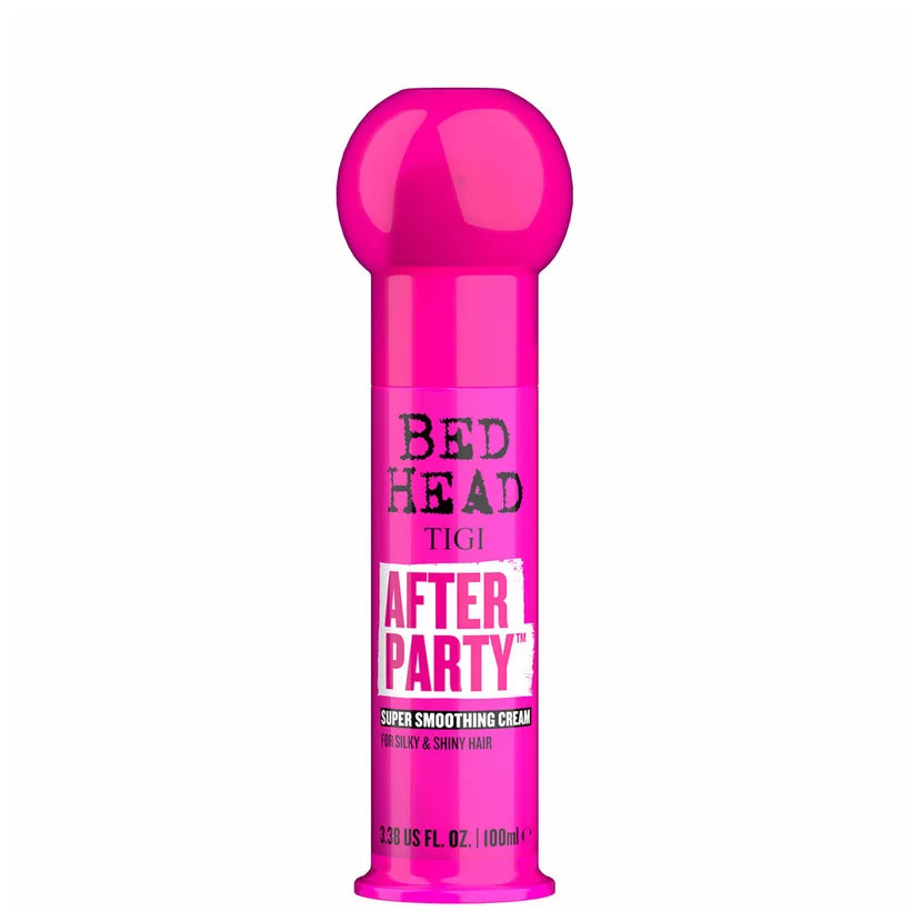 TIGI Bed Head After Party Smoothing Cream for Silky and Shiny Hair 100ml bright pink smoothing cream bottle with TIGI Bed Head branding
