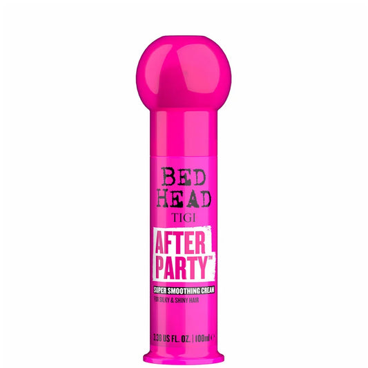 TIGI Bed Head After Party Smoothing Cream for Silky and Shiny Hair 100ml bright pink smoothing cream bottle with TIGI Bed Head branding