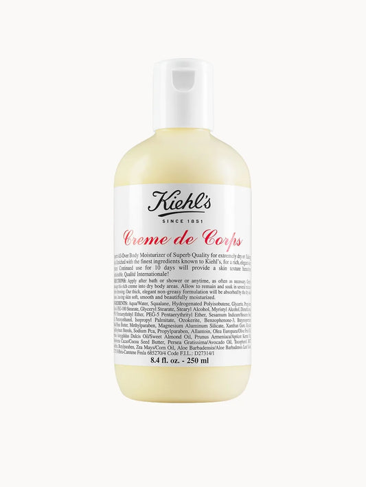 Kiehl's Creme de Corps 250ml white bottle with black text and flip cap