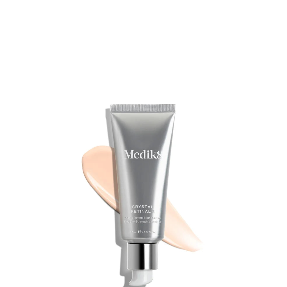 Medik8 Crystal Retinal 3 Serum 30ml, amber glass dropper bottle with black cap
