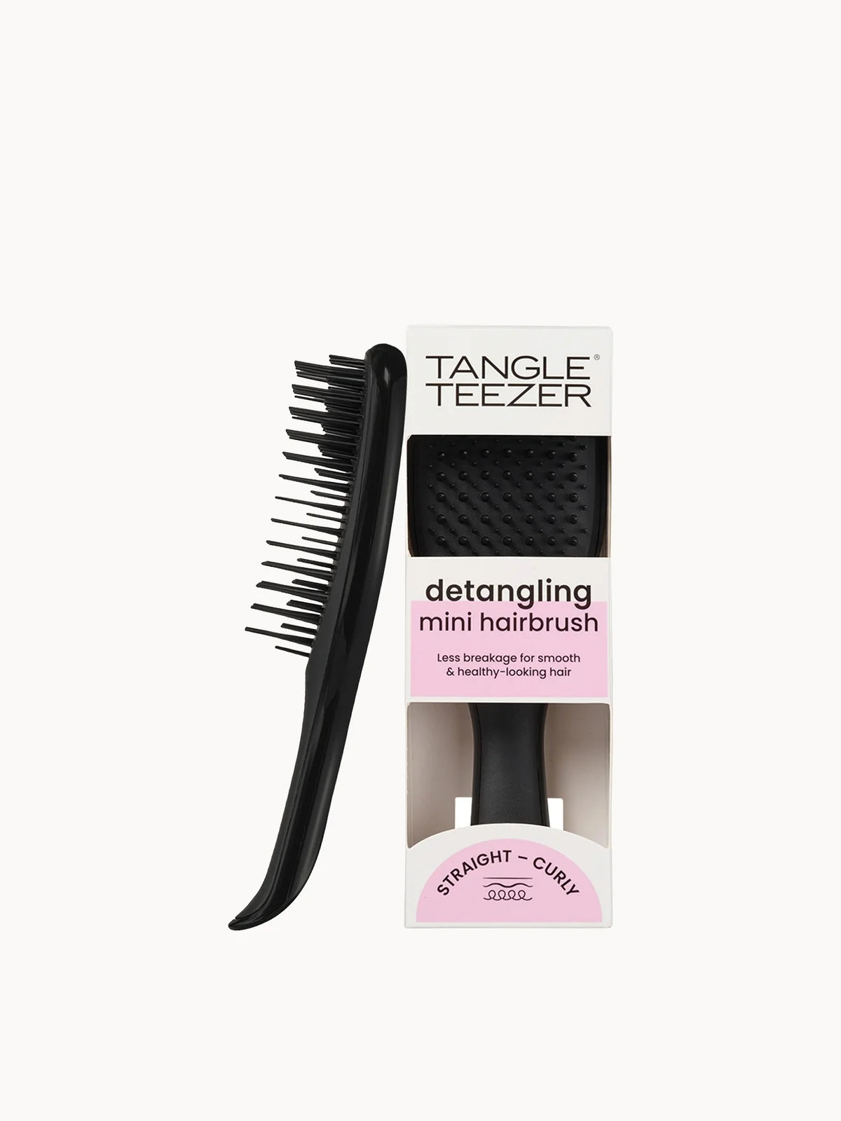 Tangle Teezer Mini Ultimate Detangler Fine & Fragile - Black, compact black detangling brush with soft-flex teeth