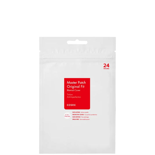 COSRX Acne Pimple Master Patch pack containing 24 hydrocolloid patches in white and red packaging