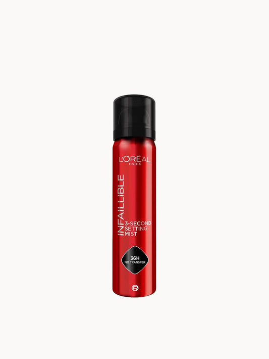 L'Oréal Paris Infallible 3 - Second Setting Spray 75ml, red spray bottle