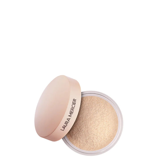 Laura Mercier Mini Translucent Loose Setting Powder Ultra Blur Translucent small round jar with beige lid and clear base