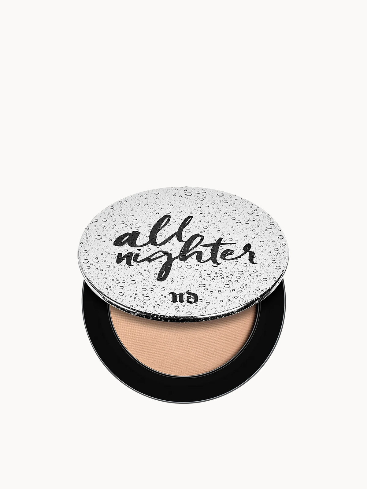 Urban Decay All Nighter Waterproof Setting Powder 7.5g, black compact with sifter and mirror, Urban Decay logo on lid