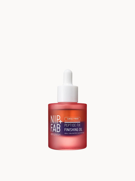 NIP+FAB Peptide Fix Finishing Oil 2% 30ml, blue facial oil in a bottle with branded label