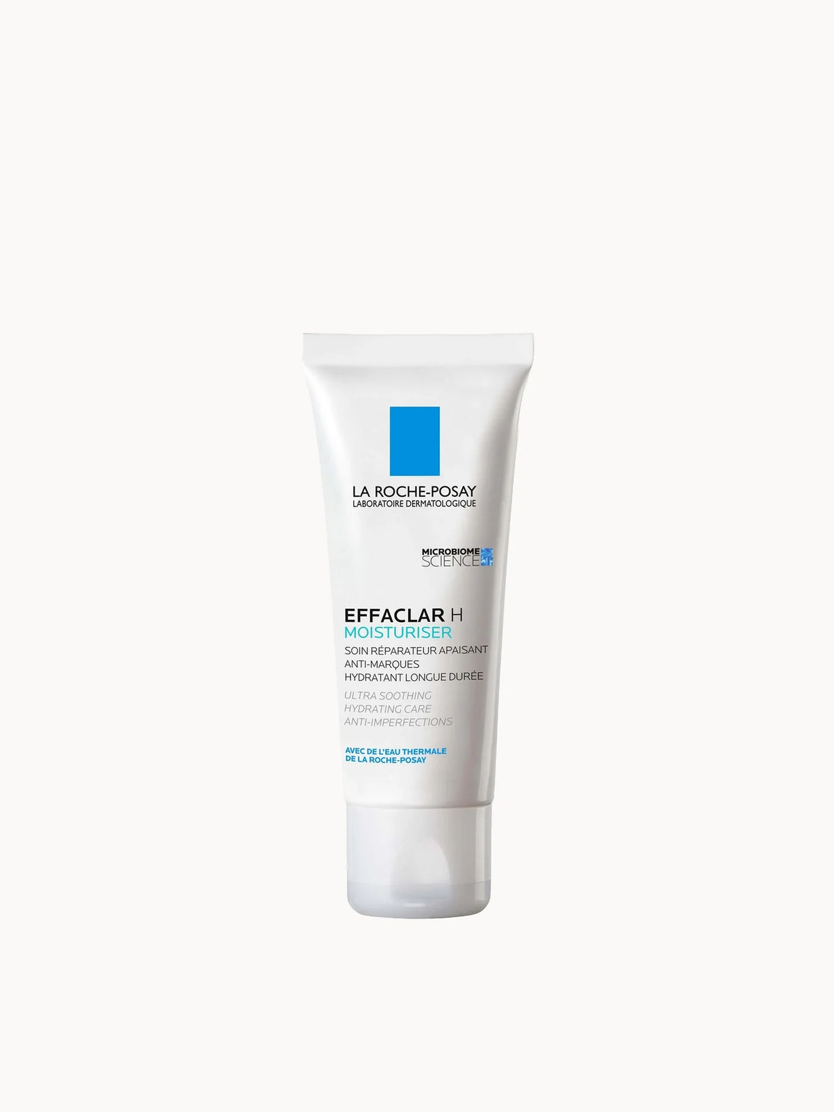 La Roche-Posay Effaclar H Iso-biome Soothing Moisturising Cream For Sensitive Blemish-Prone Skin 40ml, small white tube with green cap and La Roche-Posay Effaclar H branding