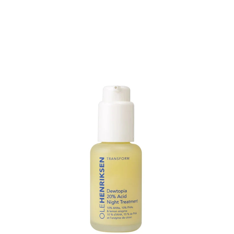 Ole Henriksen Dewtopia 20% Acid Night Treatment 30ml purple pump bottle with contrasting label