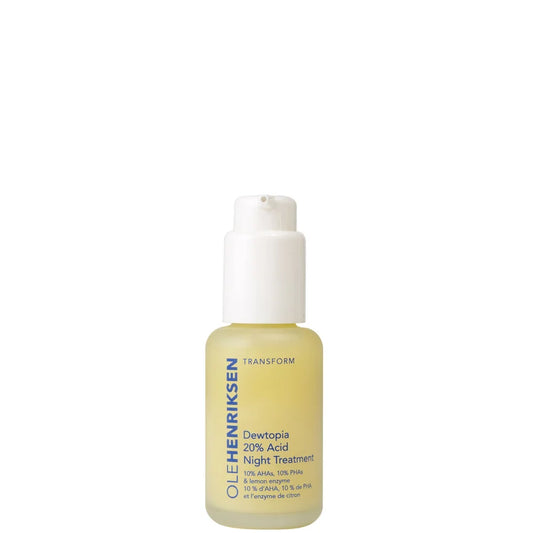 Ole Henriksen Dewtopia 20% Acid Night Treatment 30ml purple pump bottle with contrasting label