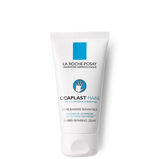 La Roche-Posay Cicaplast Soothing Hand Cream 50ml white tube with blue accents and flip cap