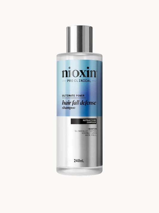 NIOXIN Anti - Hair Fall Shampoo 240ml, silver and blue shampoo bottle