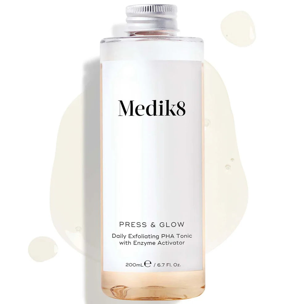 Medik8 Press and Glow Tonic refill bottle, 200ml daily exfoliating toner