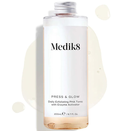 Medik8 Press and Glow Tonic refill bottle, 200ml daily exfoliating toner