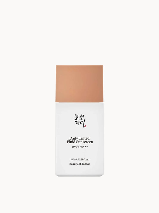Beauty of Joseon Daily Tinted Fluid Sunscreen 50ml, white tube with hanbok illustration and green cap