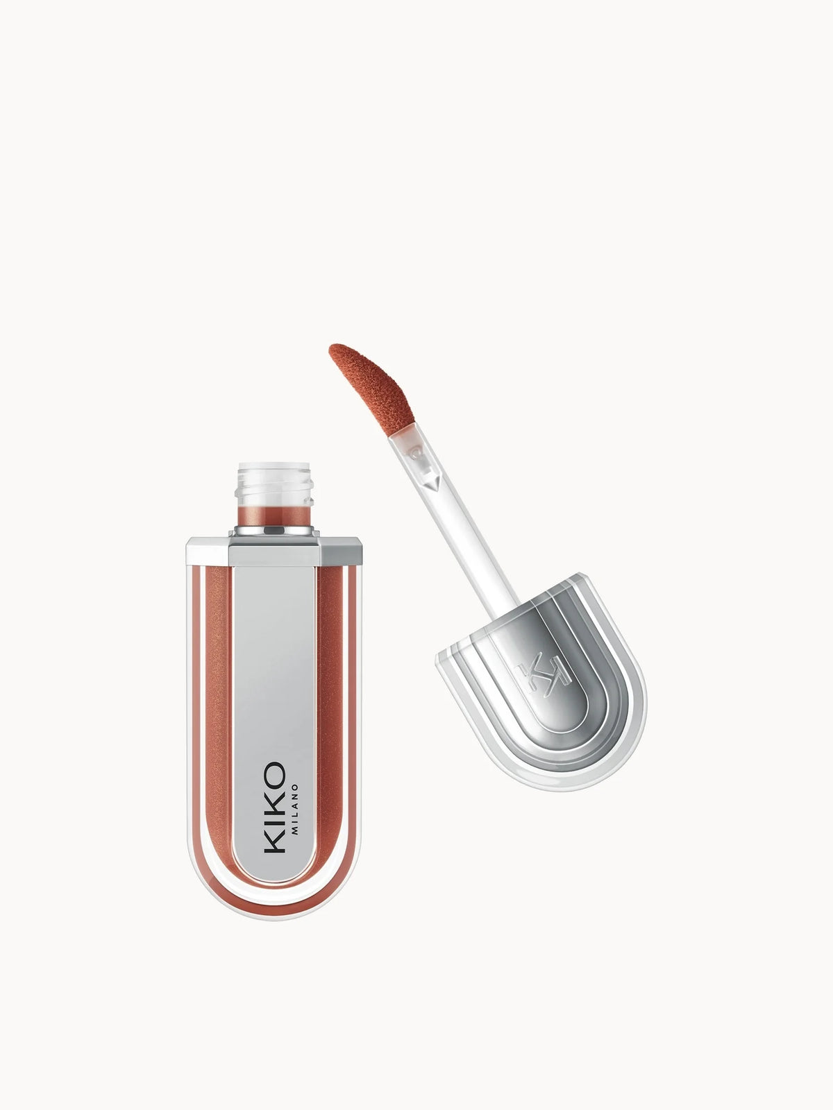 Kiko Milano 3D Hydra Xtreme Plumping Lipgloss 6ml - 05 Catch Me Cupid, clear tube of tinted gloss with flocked-tip wand
