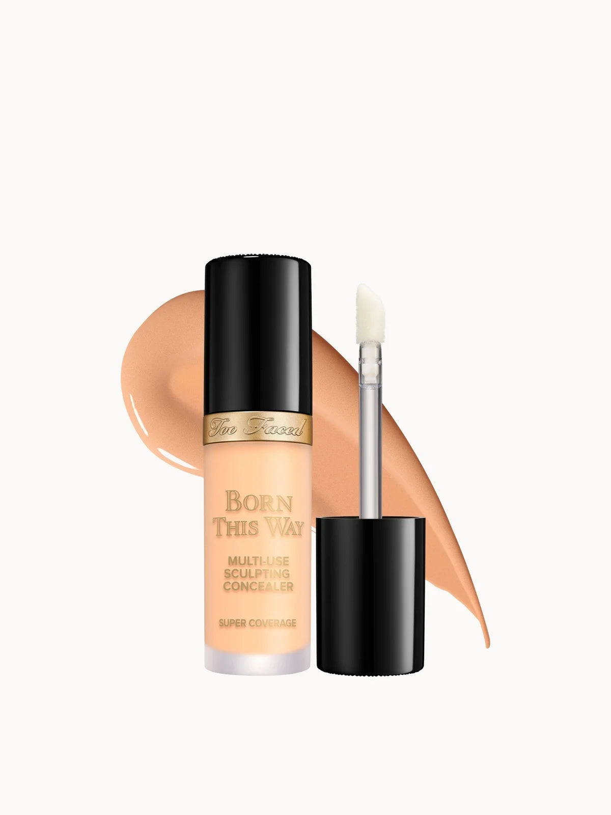 Too Faced Born This Way Multi - Use Sculpting Concealer 13.5ml - Vanilla, slim bottle with gold collar and diamond-shaped doe-foot applicator