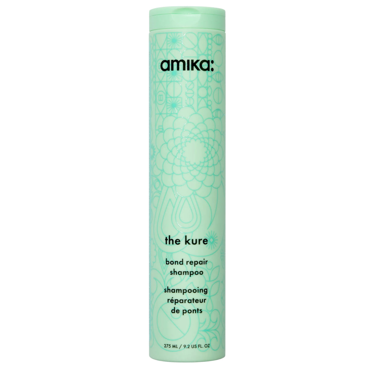 Amika The Kure Intense Strength Repair Shampoo 275ml, purple bottle with white star cap