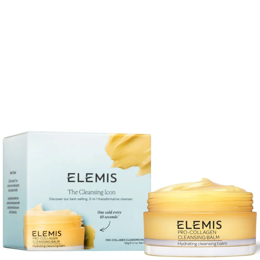 Elemis The Cleansing Icon skincare set packaging with multiple cleansing products