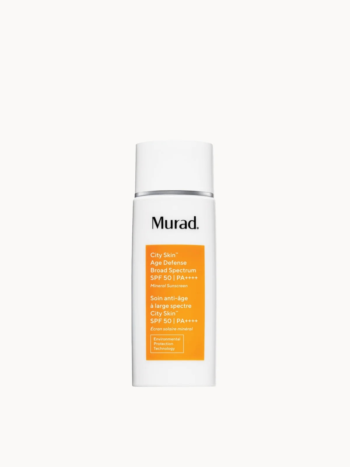 Murad City Skin Age Defense Broad Spectrum SPF50 PA ++++ 50ml, sunscreen tube with Murad branding
