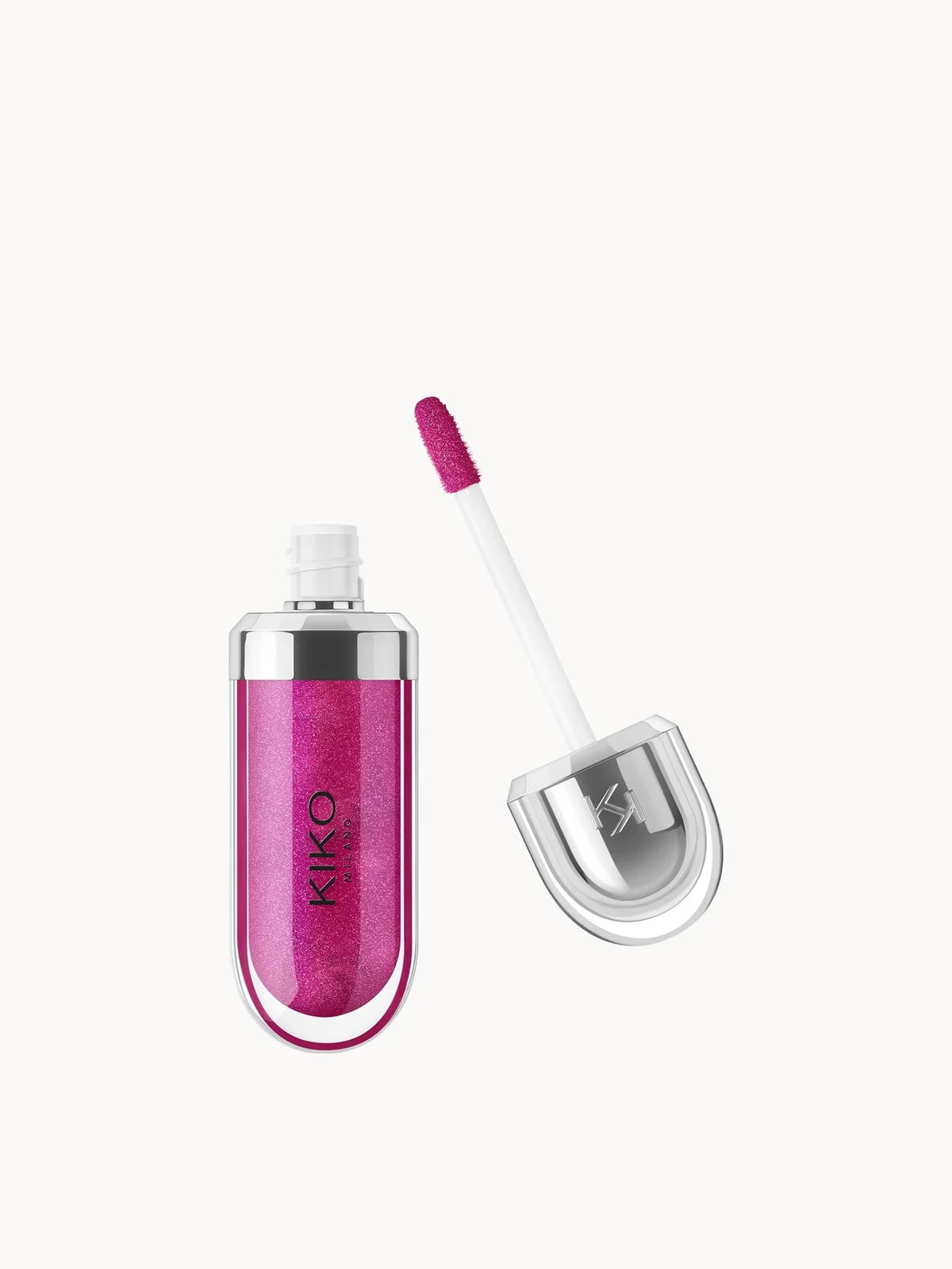 KIKO Milano 3D Hydra Lipgloss 6.5ml - 23 Magenta, slim lip gloss tube with doe-foot applicator