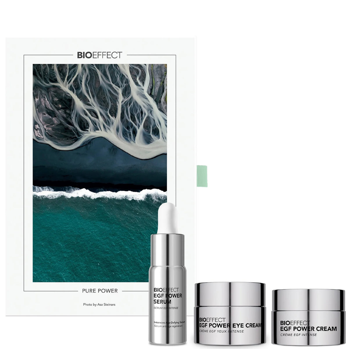 BIOEFFECT Pure Power Set (Worth £330), white box with minimalist black BIOEFFECT branding and visible serum bottles inside