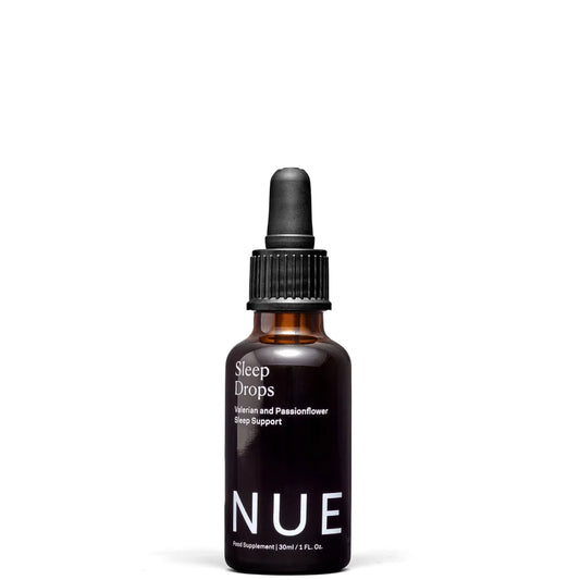 The Nue Co. Sleep Drops 30g, natural liquid drops to aid relaxation and better sleep.