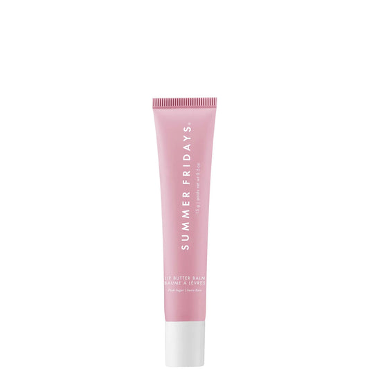 Summer Fridays Lip Butter Balm 15g - Pink Sugar, small round jar with gold lid and Summer Fridays pastel branding