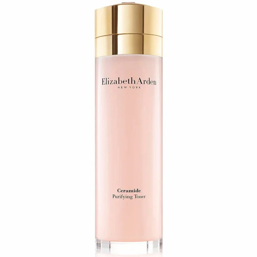 Elizabeth Arden Ceramide Purifying Toner 200ml clear bottle with golden liquid and white cap
