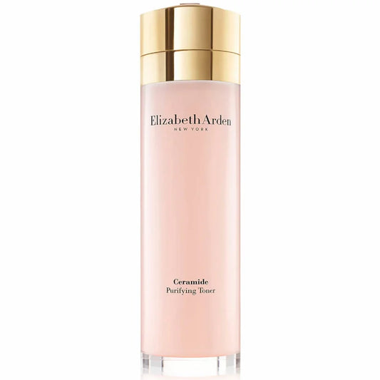 Elizabeth Arden Ceramide Purifying Toner 200ml clear bottle with golden liquid and white cap