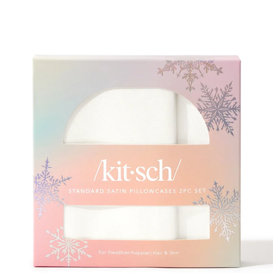 Ivory satin pillowcase duo from Kitsch holiday sleep collection