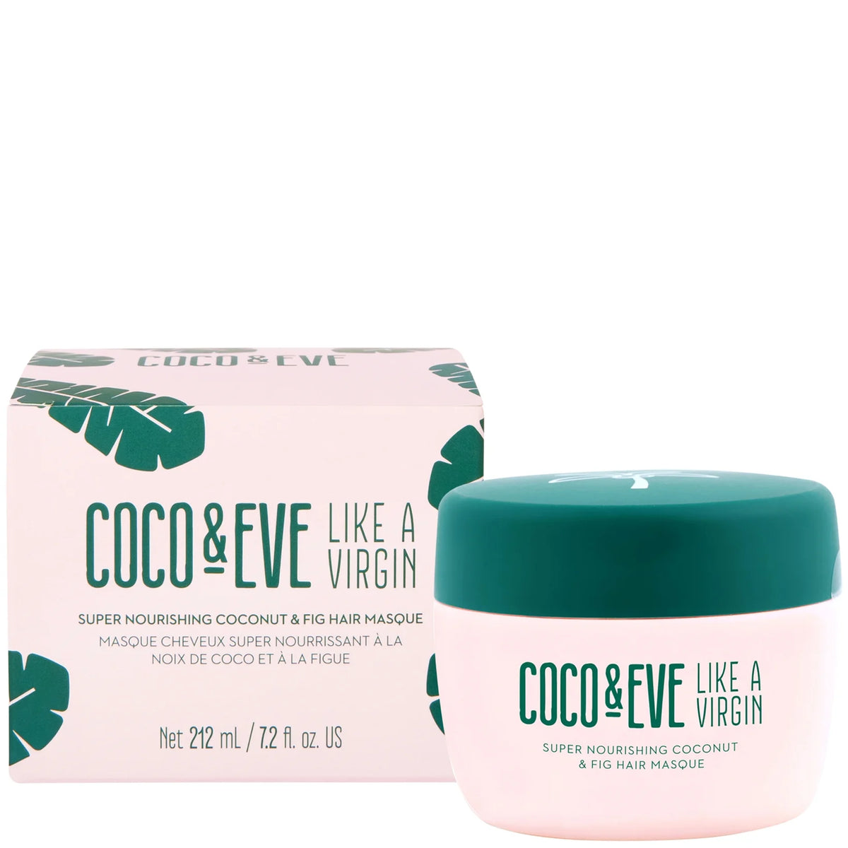 Coco & Eve Like A Virgin Super Nourishing Coconut & Fig Hair Masque 212ml – Hydrating hair mask jar featuring tropical coconut and fig scent.