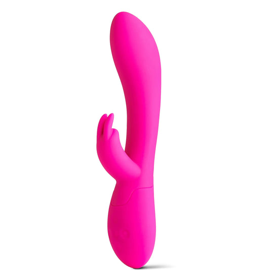 So Divine Kiss Kiss Rabbit Vibrator in soft pink silicone with dual stimulation ears and sleek design
