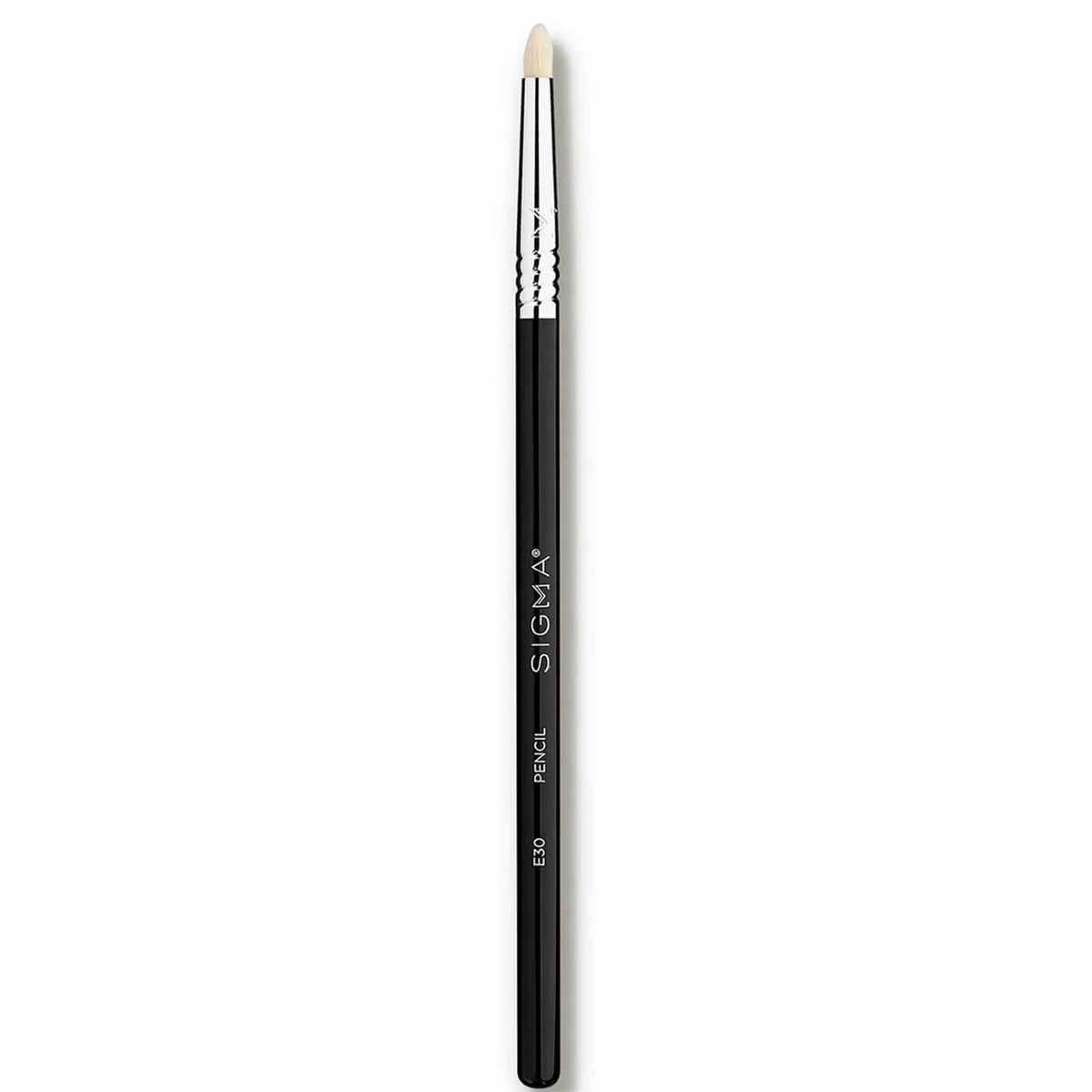 Sigma Beauty E30 Pencil Brush, slim black-handled eye brush with tapered pointed bristles