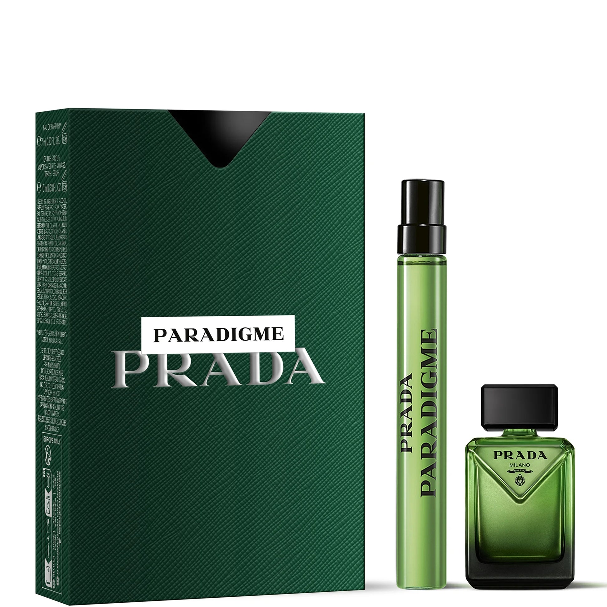 Prada Paradoxe Exclusive Eau de Parfum Discovery Set multiple miniature bottles in Prada branded gift box