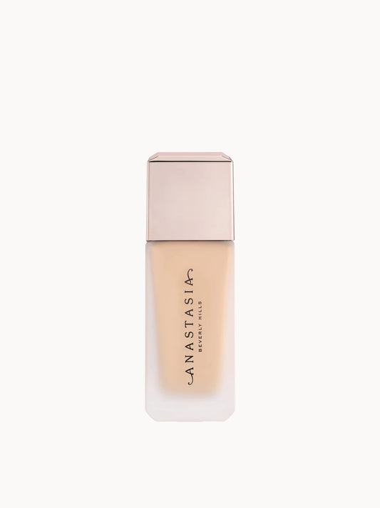 Anastasia Beverly Hills Impeccable Blurring Second Skin Matte Foundation, black glass pump bottle
